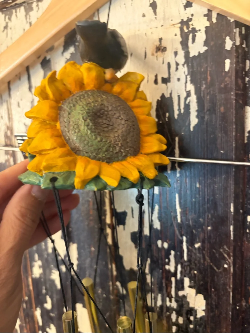 Jim Shore crow sunflower vintage 90’s wind chime. America’s Heart. Cottagecore.